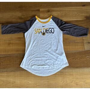 Nike San Diego Padres Raglan 3/4 Sleeve Baseball T-Shirt Brown/Gold/White Sz M
